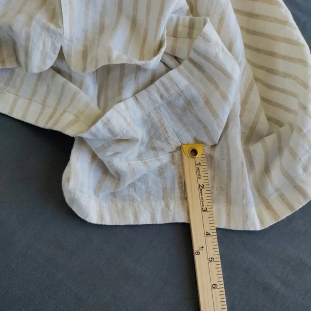J Crew Linen Blend Beige‎ Stripe Drawstring Beach Resort Preppy Shorts Women 2X